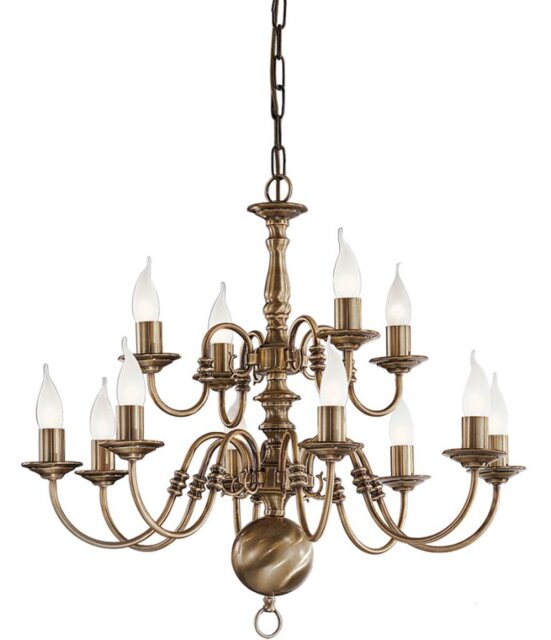 Franklite Halle 12 Light Flemish Ceiling Chandelier In Bronze Brass Finish PE79312