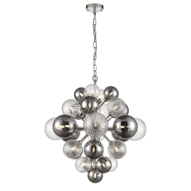 Show 29 Light Ceiling Pendant Light In Chrome Finish With Multicoloured Glass F2451-29