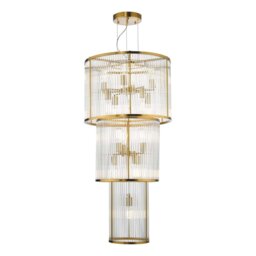 Dar Lighting Eleanor 15 Light Glass Ceiling Chandelier In Natural Brass Finish ELE1535