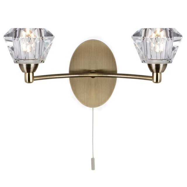 Searchlight 2632-2AB Sierra 2 Light Antique Brass and Glass Wall Light