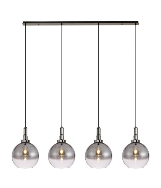 Glenn 4 Light Globe Linear Pendant In Brass Gold With Gold And Clear Glass 