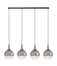 Glenn 4 Light Globe Linear Pendant In Brass Gold With Gold And Clear Glass 