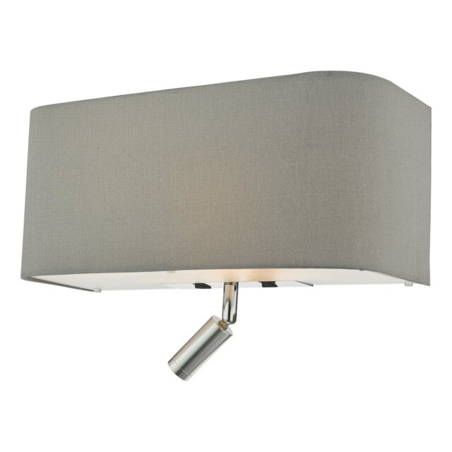 Dar Lighting RON7139L Ronda 3 Light Wall Light With Grey Silk Shade With LED Reading Light