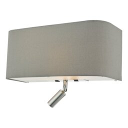 Dar Lighting RON7139L Ronda 3 Light Wall Light With Grey Silk Shade With LED Reading Light