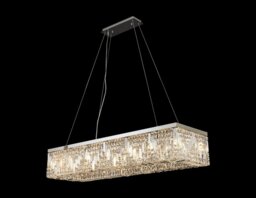 Baden 120 x 37 cm Rectangular Pendant Chandelier In Polished Chrome Finish With Crystal Glass