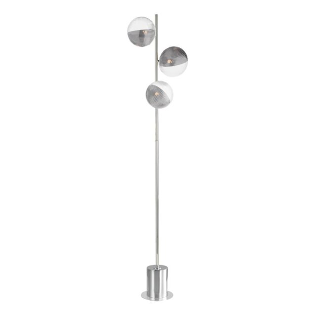Dar Wisebuys Spiral 3 Light Floor Lamp In Polished Chrome With Smoked And Clear Glass