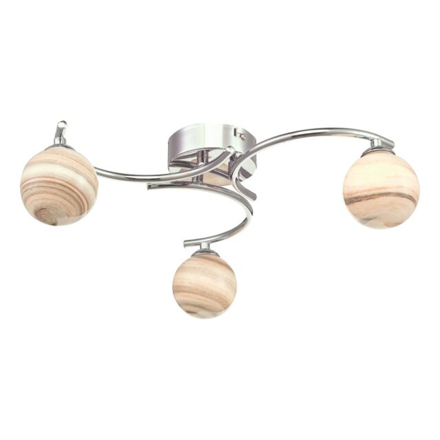 Dar Lighting ATI5350-07 Atiya 3 Light Semi Flush In Polished Chrome With Planet Style Glass