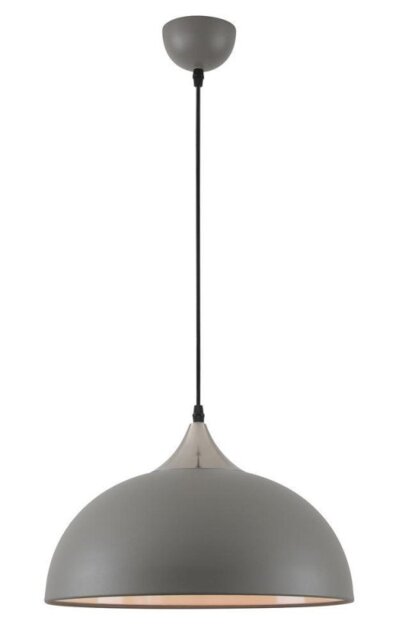 Tetbury 1 Light Ceiling Pendant In Sand Grey, Satin Nickel And White