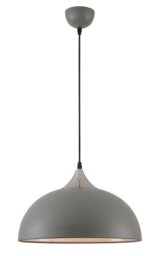 Tetbury 1 Light Ceiling Pendant In Sand Grey, Satin Nickel And White