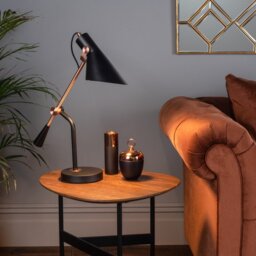 Dar Lighting JAC4064 Jack Task Table Lamp In Black With Antique Copper Detail