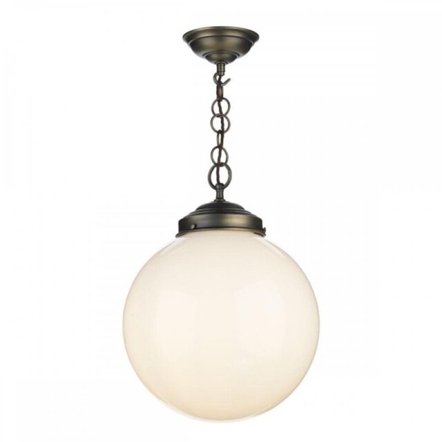 David Hunt Lighting FAI8172 Fairfax 1 Light Ceiling Pendant In Antique Brass With Opal Glass