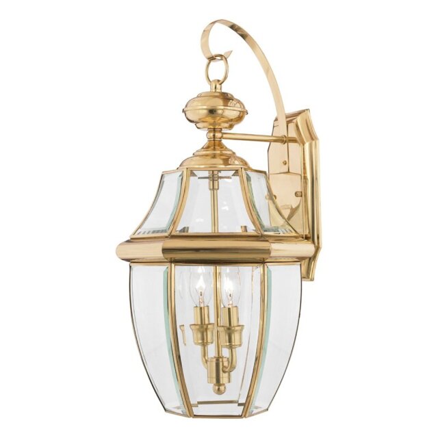 QZ-NEWBURY2-L-PB Newbury 2 Light Large Wall Lantern Light In Polished Brass