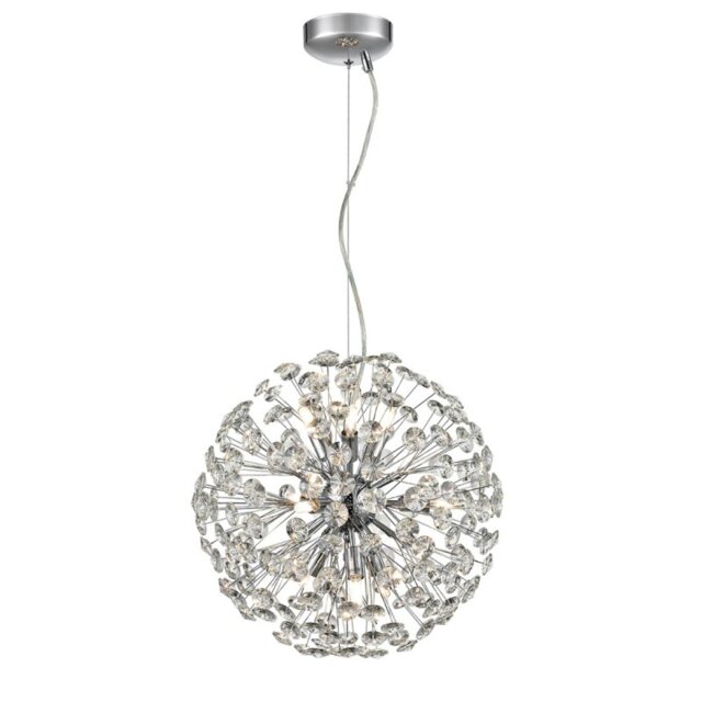 Franklite FL-2446-9 Allium 9 Light Ceiling Pendant Light In Chrome Finish With Crystals F2446-9