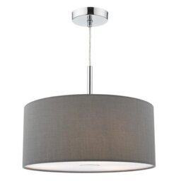 Dar RON1039 Ronda 3 Light Pendant With 40CM Slate Grey Faux Silk Shade