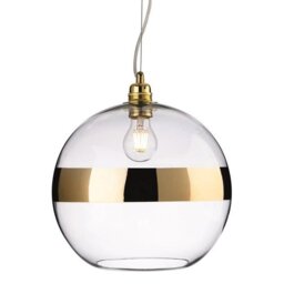 Firstlight 7639GO Saturn 1 Light Ceiling Pendant In Gold With Clear Glass