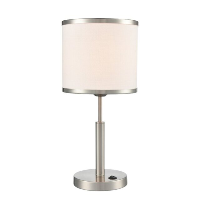 Franklite Polaris Table Lamp In Satin Nickel With Fabric Shade TL211