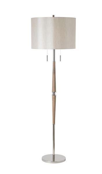Endon ALTESSE-FLNI 2 Light Switched Wood & Chrome Floor Lamp