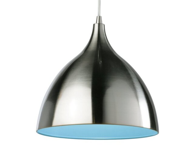 Firstlight Cafe 5744BSBL Brushed Steel and Blue Ceiling Pendant Light