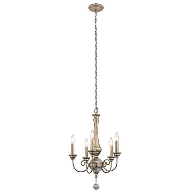 KL/ROSALIE/5A Rosalie 5 Light Mini Chandelier Light In Sterling Gold