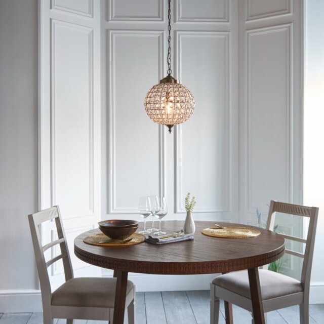 Endon EH-TANARO-AB Tanaro Antique Brass and Clear Glass Ceiling Pendant Light