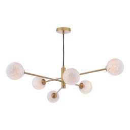 Dar Lighting Vignette 6 Light Ceiling Pendant Light In Aged Brass Finish With Confetti Glass