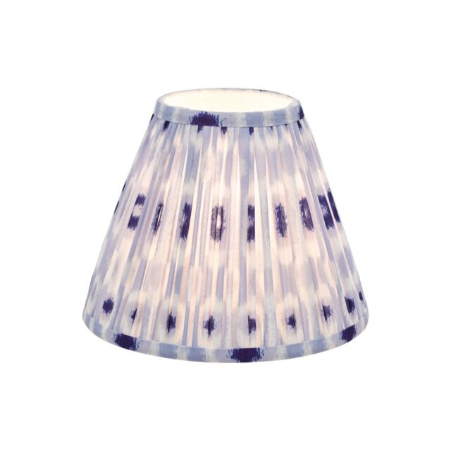 Dar Lighting Ikat Blue And White Cotton Tapered Drum Shade 25cm