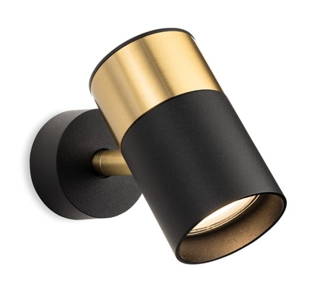 Firstlight 6876BK Roma Wall Or Ceiling Spotlight In Black And Brushed Brass Finish