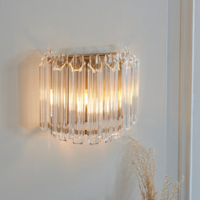 Endon 117516 Valentina Wall Light In Brushed Aged Brass With Hexagonal Glass Rods