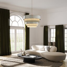 Quintiesse QN-REVERIE-12P-CPG Reverie Large Ceiling Pendant In Hammered Stainless Steel and Champagne Gold