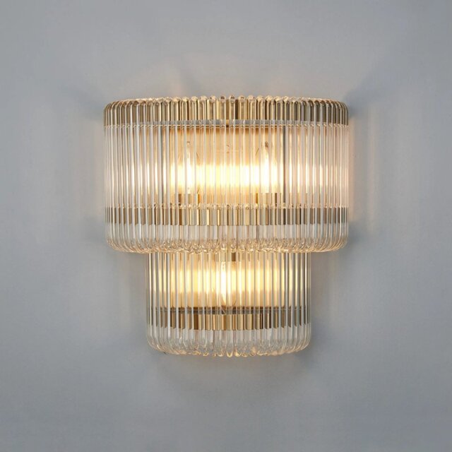 Verne 32 x 18 cm Large Wall Light In Brass Finish With Clear Glass
