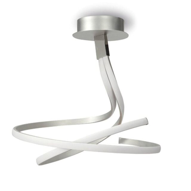 M4981 Nur LED Double Spiral Semi Flush Ceiling Light In Silver And Chrome