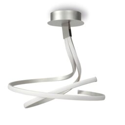 M4981 Nur LED Double Spiral Semi Flush Ceiling Light In Silver And Chrome