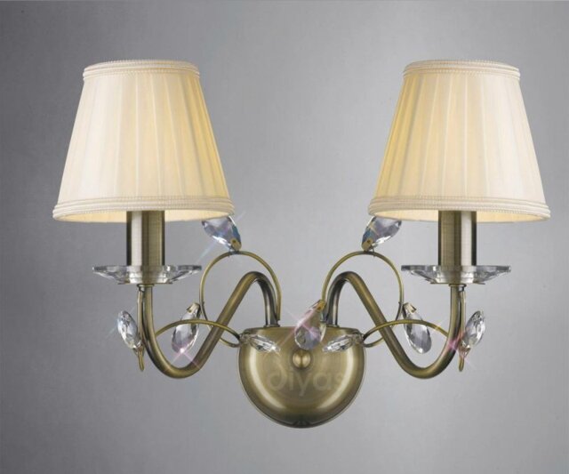 Diyas IL31222 + ILS31228 Willow Wall Light in Antique Brass with Shades
