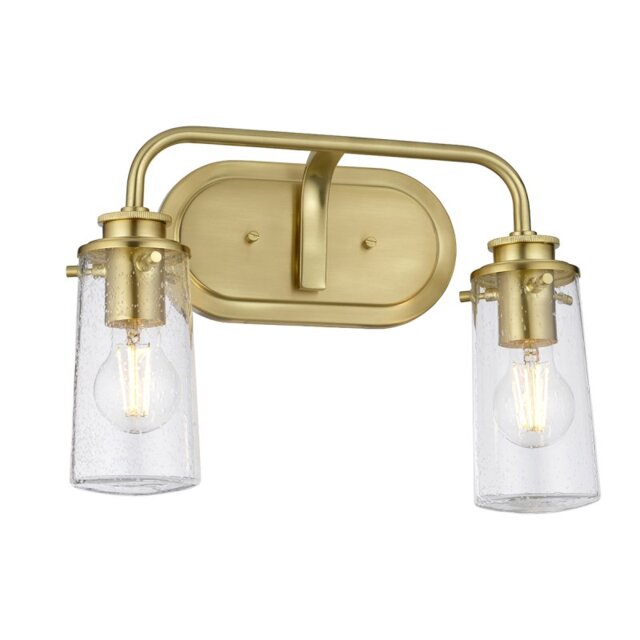 Quintiesse QN-BRAELYN2-BB Braelyn Vintage 2 Light Wall Light In Brushed Brass