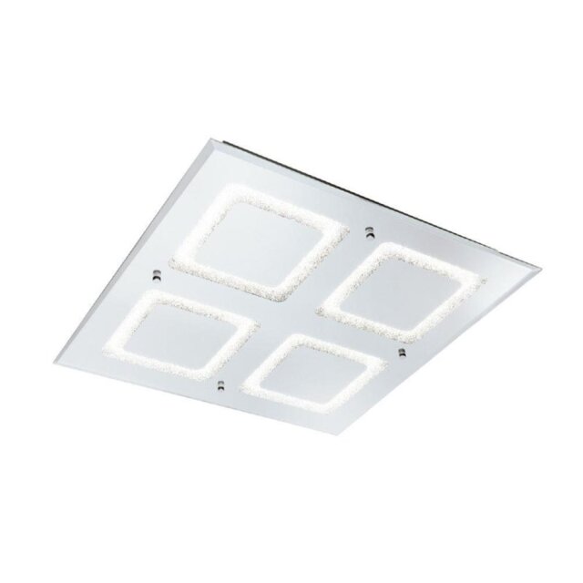 Mantra M5094 Windows LED Large Flush Ceiling Light In Chrome And Crystalline