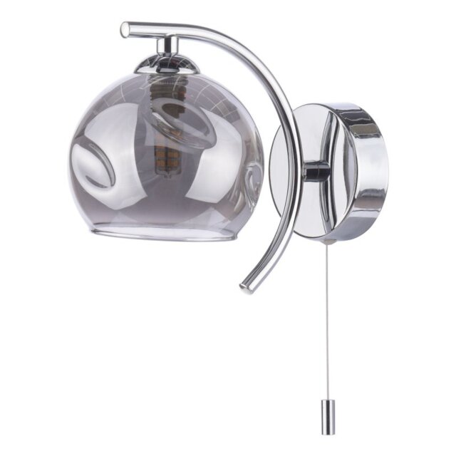 Dar Lighting Nakita Wall Light In Polished Chrome With Smoked Dimpled Glass NAK0750-15