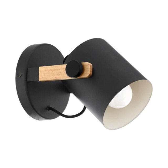 Eglo 43046 Hornwood 1 Light Wall Light In Wood, Black And Cream