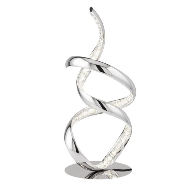 Searchlight 9218CC Twirls One Light Table Lamp In Chrome With Crystal Glass