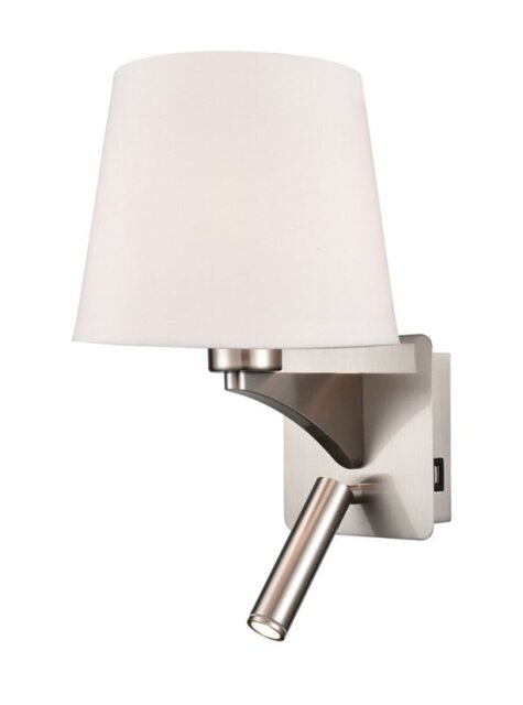 Franklite WB125/1174 Wall Light In Satin Nickel With Reading Light And Shade