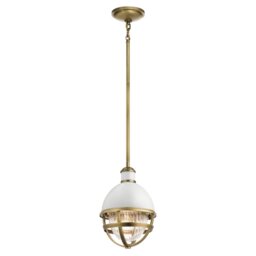 Quintiesse QN-TOLLIS-MP-NBR Tolis Mini Ceiling Pendant Light In Natural Brass And White Finish