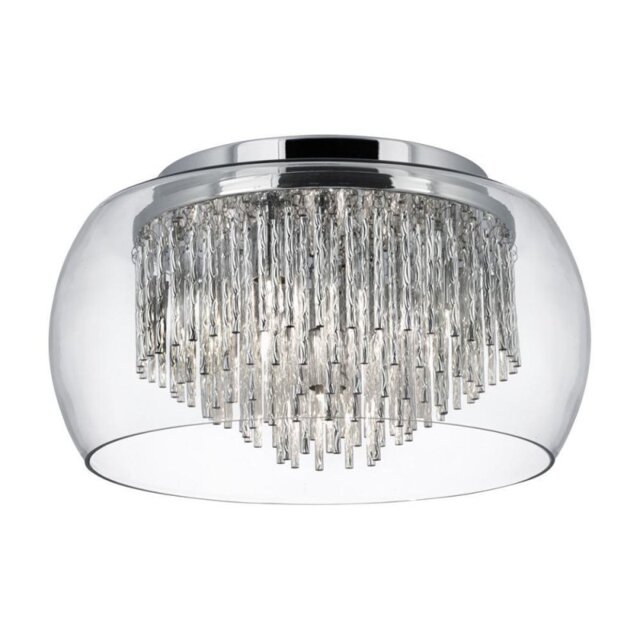 Searchlight 4624-4CC Curva 4 Light Flush Ceiling Light In Chrome And Clear Glass