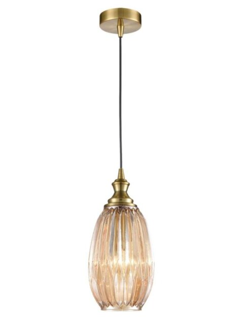 Marcella 1 Light Ceiling Pendant Light In Amber Glass Finish 15cm PH232/352