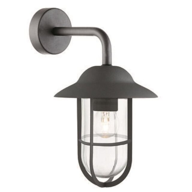Searchlight 3291BK Well Glass 1 Light Outdoor Wall Lantern In Black
