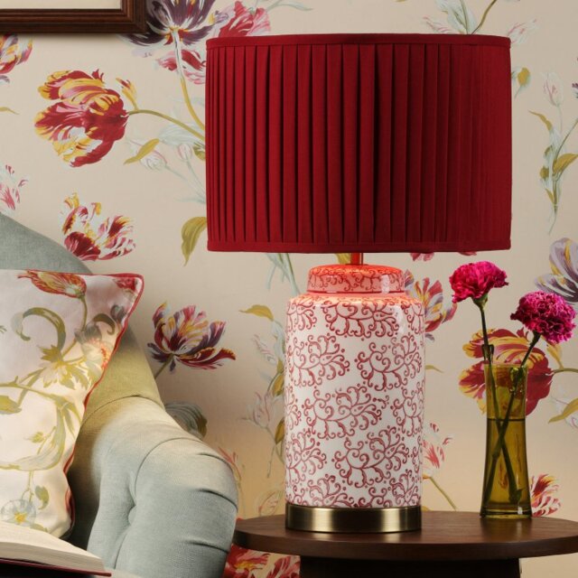 Laura Ashley Knipton Table Lamp In Red Ceramic And Antique Brass Finish With Shade LA3756700-Q