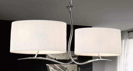 M1130 Eve 4 Light Chrome Pendant With Ivory Shades