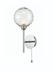 Franklite Globe Bathroom Wall Light In Chrome Finish With Clear Glass Shade IP44 WB137