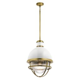 Quintiesse QN-TOLLIS-P-NBR Tolis Ceiling Pendant Light In Natural Brass And White Finish