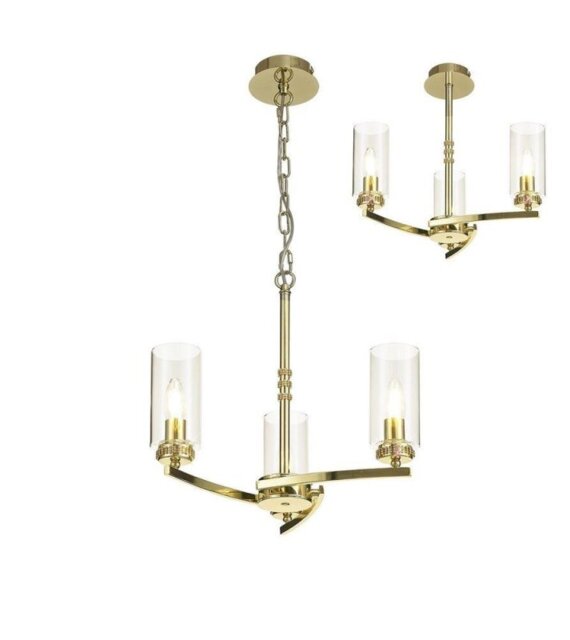 Benz 3 Light Semi Flush Ceiling Light In Polished Gold With Clear Glass
