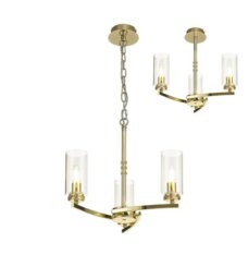 Benz 3 Light Semi Flush Ceiling Light In Polished Gold With Clear Glass
