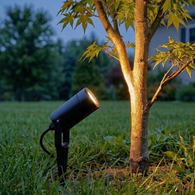 Firstlight 2807BK Tulsa Wall And Spike Spotlight In Black Resin IP44
